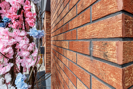 Decorative brick. Walls made of old -style brickの写真素材