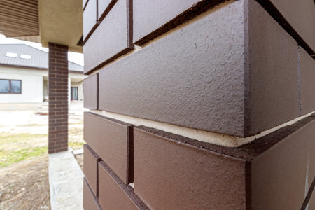 Decorative brick. Walls made of old -style brickの写真素材