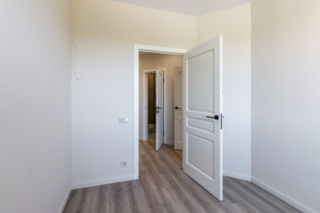 Empty apartment with modern renovation, unfurnished.の写真素材