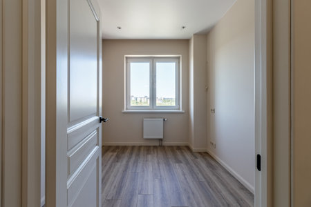 Empty apartment with modern renovation, unfurnished.の写真素材