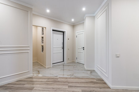 Empty apartment with modern renovation, unfurnished.の写真素材