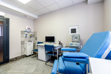 gynecology office in a clinic with modern colposcope and medical instruments Obstetrics gynecology concept.の写真素材
