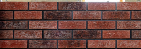 Close up of brick wall, example of facing material. Real photography.の写真素材