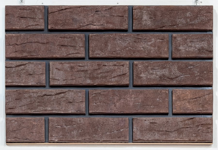 Close up of brick wall, example of facing material. Real photography.の写真素材