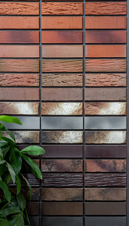 Close up of brick wall, example of facing material. Real photography.の写真素材