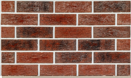 Close up of brick wall, example of facing material. Real photography.の写真素材