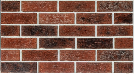 Close up of brick wall, example of facing material. Real photography.の写真素材