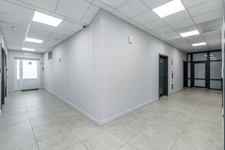 Corridor in an office building without finishing.の写真素材