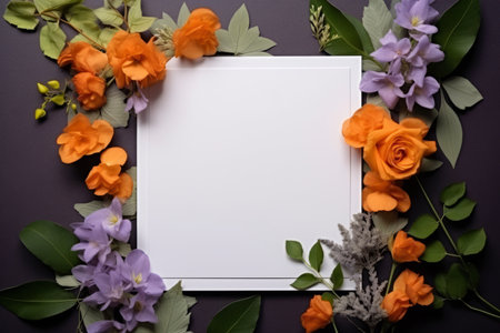 Frame from flowers with space for text in the center.の素材