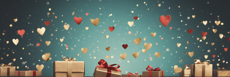 Valentine's day concept background. Cute love sale banner or greeting card.の素材