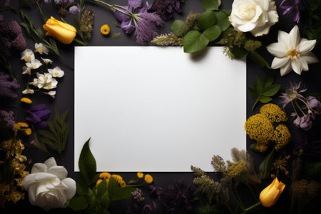 Frame from flowers with space for text in the center.の素材