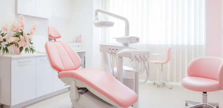 Medical equipment in examination room at dentist's office.の素材