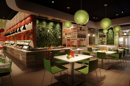 Salad cafe restaurant design. Variations.の素材