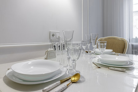 Beautiful table set for an event party or wedding reception. restaurant interiorの写真素材