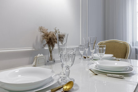 Beautiful table set for an event party or wedding reception. restaurant interiorの写真素材