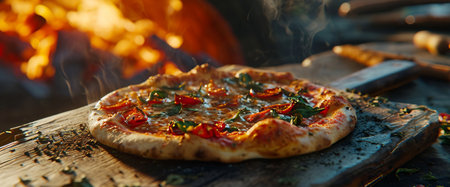 Pepperoni Pizza with Mozzarella cheese, salami, Tomatoes, pepper, Spices and Fresh Basil. Italian pizzaの素材