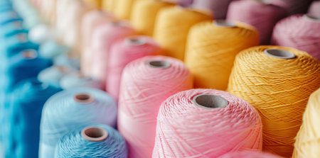 Sewing threads multicolored background closeupの素材