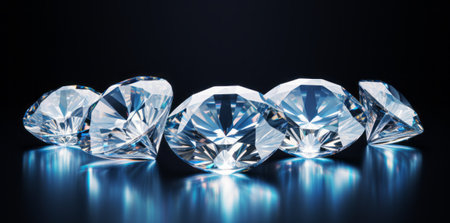 Diamonds group placed on dark blue background.の素材