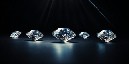 Diamonds group placed on dark blue background.の素材