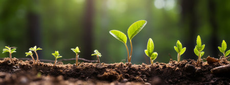 A new sprout grows on a transparent Earth. Image of environmental protection and a sustainable society.の素材