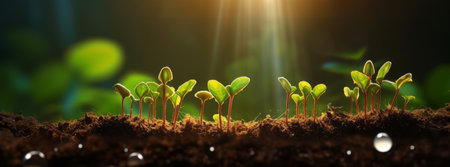 A new sprout grows on a transparent Earth. Image of environmental protection and a sustainable society.の素材