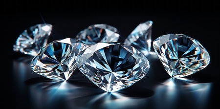 Diamonds group placed on dark blue background.の素材