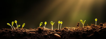A new sprout grows on a transparent Earth. Image of environmental protection and a sustainable society.の素材