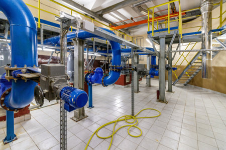 Large industrial pumps for pumping sewage waste in the city.