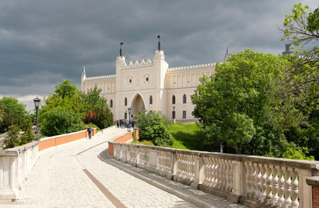 Lublin, Poland. 21 May 2022. road leading Lublin Castle with dramatic stormy skyのeditorial素材