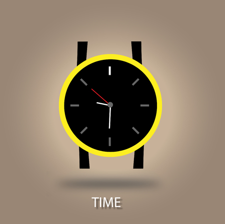 Clock icon vextor yellow And Blackのイラスト素材