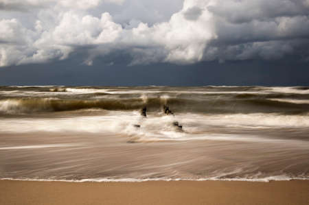Beach in Chlopy City in Poland. Baltic Sea.