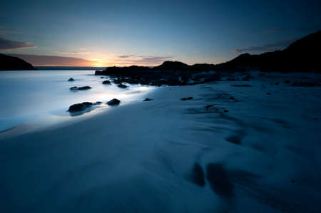 The long exposure of sunset on the beach, Reviksanden, Vagsoy, Maloy, Sogn og Fjordane, Norway 2018