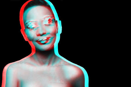 Photo of a young girl model with an African lookの写真素材