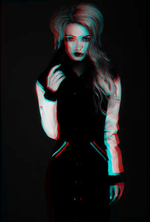 girl model in ganster clothes