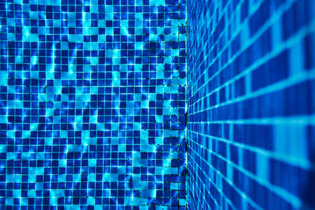 Blue swimming pool lido tile background textureの写真素材