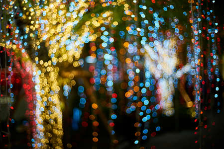 bokeh out of focus background of new year lightsの写真素材
