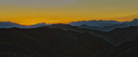 Sunrise at Picos de Europa mountains next to Fuente De village in Cantabria, Spainの写真素材