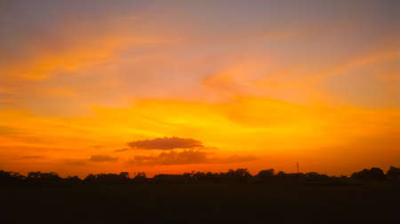 Dramatic sunset and sunrise skyの写真素材
