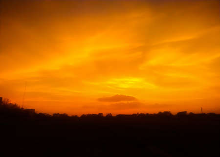 Evening sky over Field just after sun has setの写真素材