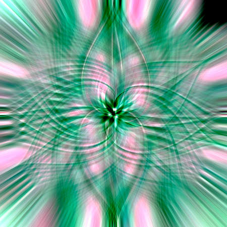 A 3D rendering of an abstract bright green spiral backgroundの写真素材