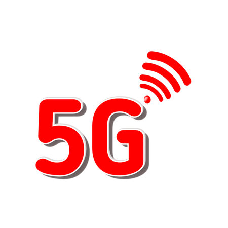 A 3D illustration 5G Icon For Internet and Electronic Devices isolated on white backgroundの写真素材
