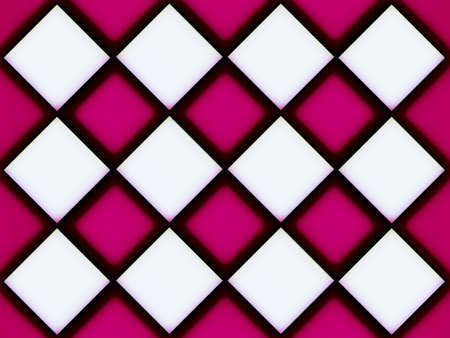 An illustration with abstract white squares and black border isolated on purple backgroundの写真素材