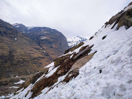 snow covered mountains in winter