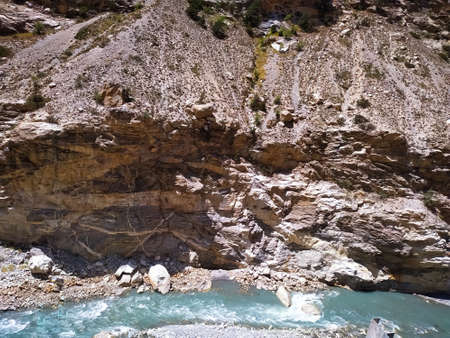 A flowing river in the mountains