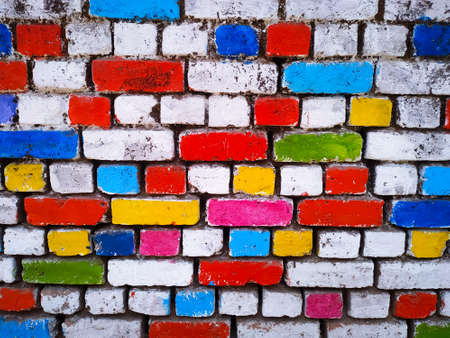 colorful brick wall backgroundの写真素材