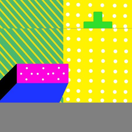 A 3D illustration Festive Background in Neo Memphis Style Colorful Decorative Wallpaper with Simple Editable Bold Block Bright Color positive digital printの写真素材