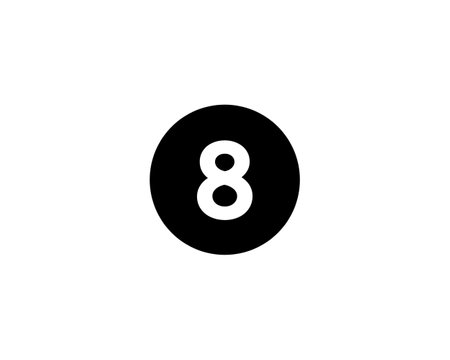 An Illustrated number 8 Flat Black Color Icon Isolated on white Background