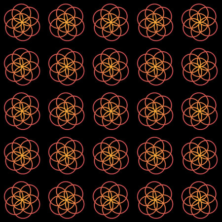 A 3D illustration of seamless pattern Sacred Geometric isolated on black backgroundの写真素材