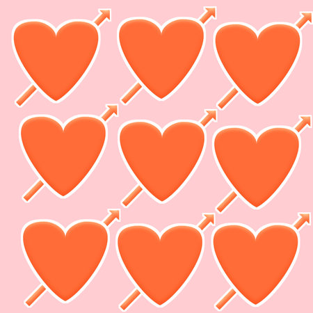 A 3D rendering heart shapes seamless pattern on pink background