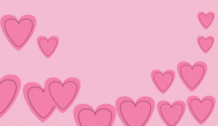 Art elements in shape of heart on pink background. illustration symbols of love for Happy Women's,...